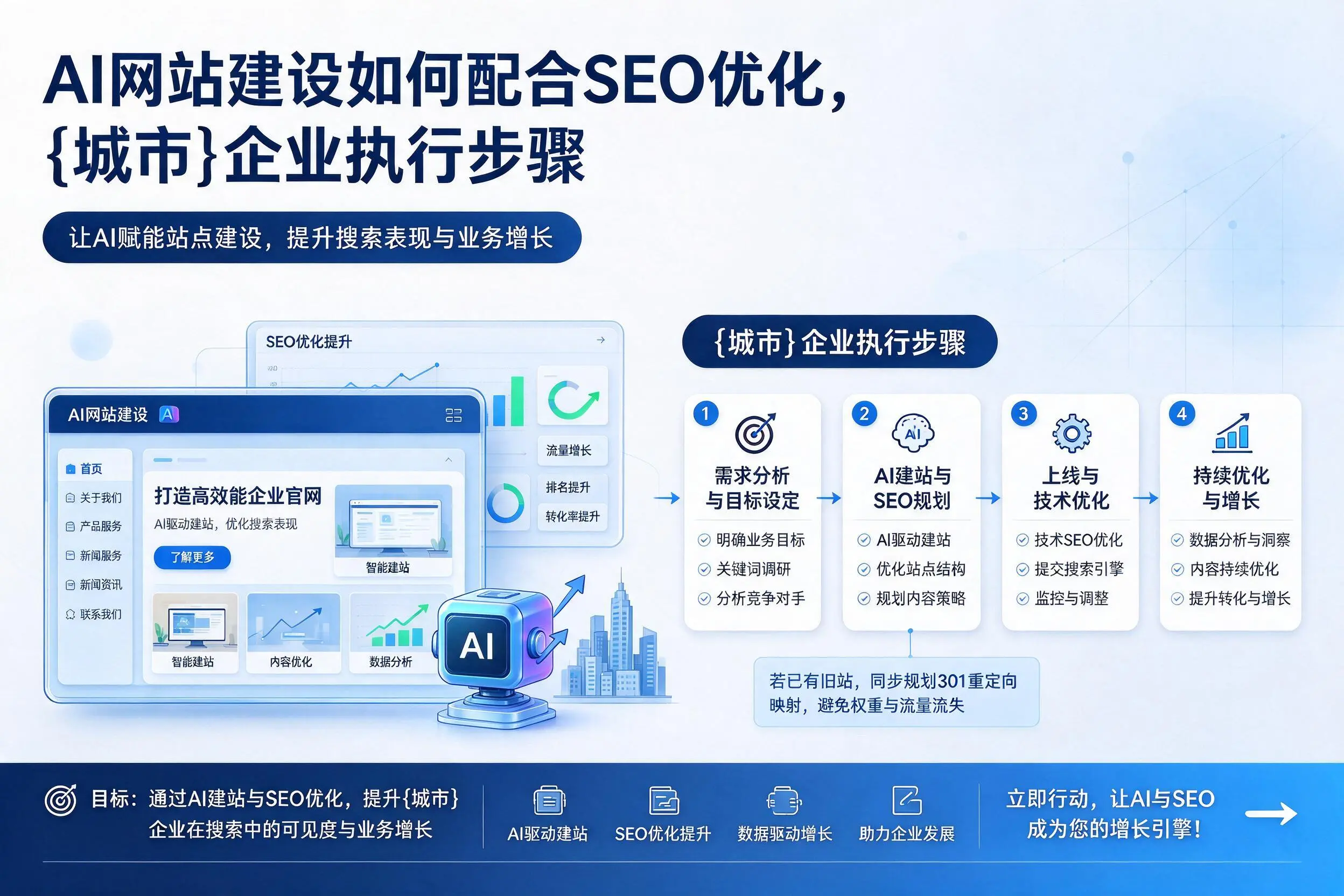 AI网站建设如何配合SEO优化,莆田企业执行步骤