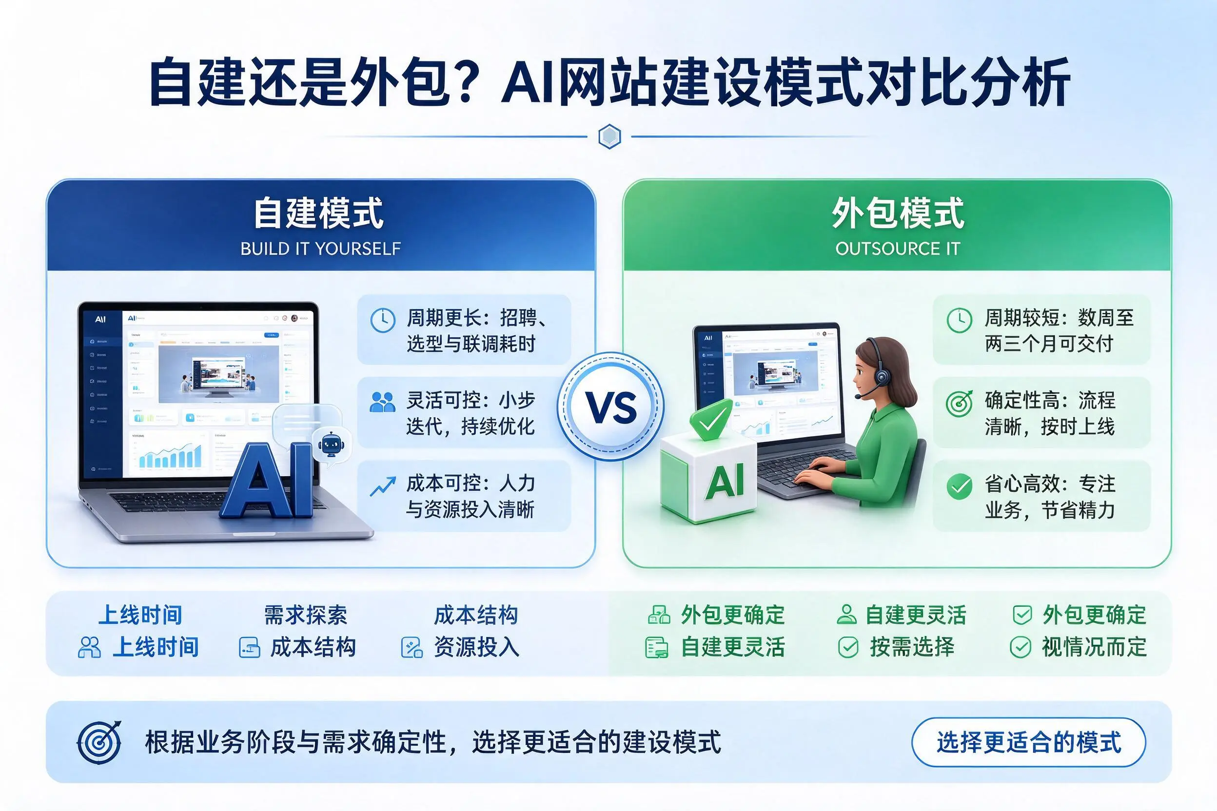 自建还是外包?莆田AI网站建设模式对比分析